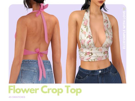 Sims 4 Cc Floral Top, Crop Tops Cc Sims 4, Sims 4 Cc Clothes Mini Skirt, Sims 4 Cc Patreon Crop Top, The Sims 4 Cc Patreon Top, Sims 4 Crop Top Cc, Sims 4 Tops Cc Female, Sims 4 Cc Clothes Female Patreon, Tops Sims 4 Cc