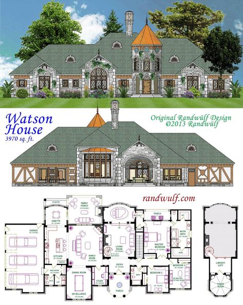 Watson House Floor Plan English Manor Style, Manor House Plans, Manor Floor Plan, Mansion Plans, Country Farmhouse Plans, Country Manor House, English Manor Houses, Country Manor, Mansion Floor Plan