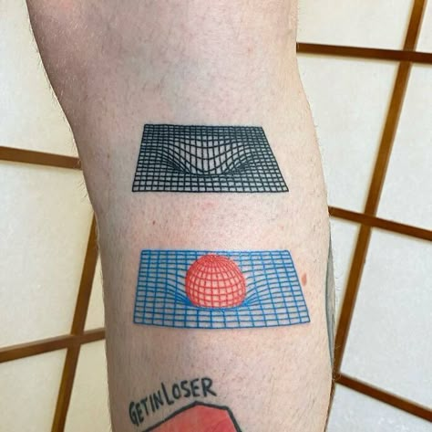 Gravity field tattoo Relativity Tattoo, Computer Science Tattoo, Quantum Physics Tattoo, Interactive Tattoo, Physics Tattoo Ideas, Grid Tattoo, Gravity Tattoo, Entropy Tattoo, Magnet Tattoo