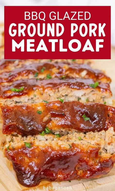 Ground pork meatloaf with glaze. Pork Loaf Recipes, Crockpot Meals With Ground Sausage, Pork Meatloaf Recipes Easy, Gr Pork Recipes, Dinner Ideas With Ground Pork Sausage, Ground Pork Meatloaf Recipes, Ground Country Pork Recipes, Meatloaf With Ground Pork, Ground Pork Ideas For Dinner