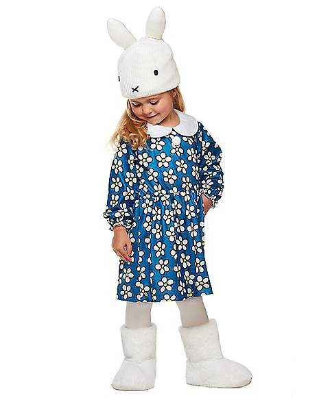 Toddler Miffy Costume - Miffy - Spirithalloween.com Miffy Costume, Halloween Toddler, Blue Flower Dress, Small Rabbit, Ear Cap, Blue Clothing, Bunny Birthday, Outfit Png, Toddler Halloween