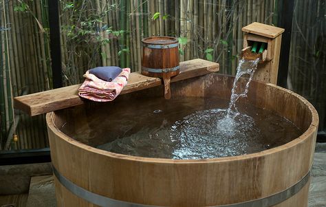 Japanese soaking tub wood Ofuro Bathroom, Japanese Soaking Tub Shower Combo, Soaking Tub Shower Combo, Japanese Bathtub, Wood Tub, Japanese Bathroom, Outdoor Bathtub, Japanese Bath, Japanese Soaking Tubs