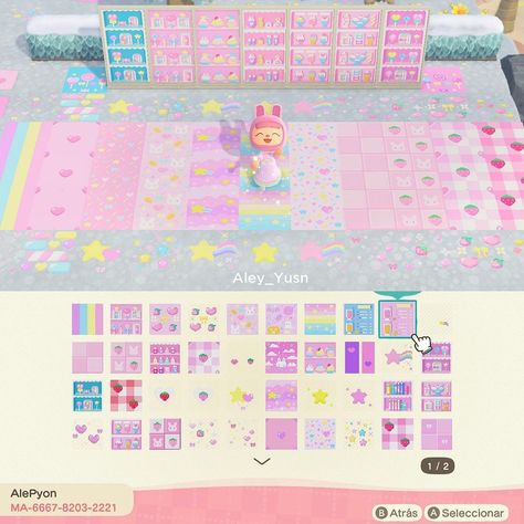 Acnh Cute Floor Designs, Animal Crossing Pink Pattern, Acnh Wallpaper Design Codes Pink, Animal Crossing Design Codes Sanrio, Animal Crossing Pink Path Codes, Pastel Animal Crossing Codes, Acnh Island Entrance Ideas Kawaii, Animal Crossing Design Codes Kawaii, Kawaii Acnh Design