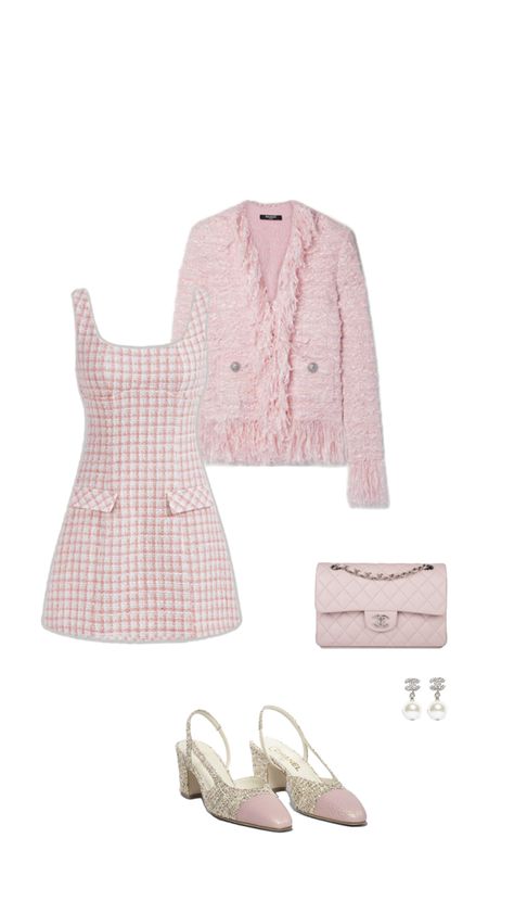 Pink chanel outfit Chanel Outfit Classy, Pink Chanel Outfit, Rich Outfits, Chanel Outfit, Chanel Dress, Pink Chanel, Old Money Style, Pretty And Cute, Winter Fashion Outfits