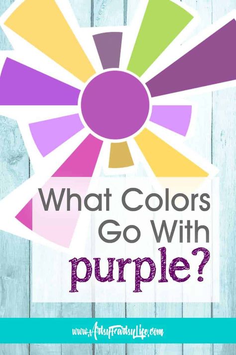 Today we are going to talk about colors that go well with purple and how we can figure out the best combinations fast and easy! From complimentary to secondary and everything in between... let's talk purple today! Combination Of Colors Painting, Color That Goes With Purple, Combination For Purple Color, What Colour Goes With Purple, Colours That Match With Purple, Purple Color Wheel, Purple Complementary Colors, Purple Colour Combo, Colors That Go With Light Purple