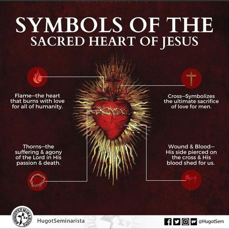 Sacred Heart Of Jesus Feast Day, Feast Of The Sacred Heart Of Jesus, Sacred Heart Of Jesus Quotes, Sacred Heart Prayer, Sacred Heart Quotes, Internal Quotes, Christian Symbols And Meanings, Sacred Heart Of Jesus Tattoo, Heart Symbol Meaning