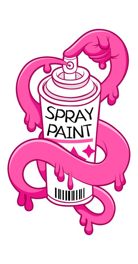 This pink spray is so cool that it can draw graffiti on its own. Nice sticker with spray paint and a pink hand.. #Graffiti #pink #SprayPaint Black Poker Cards Wallpaper, Brain Sticker, Pink Spray Paint, Kunstjournal Inspiration, Pink Drawing, Feminism Art, Hand Sticker, Bunny Painting, Graffiti Doodles