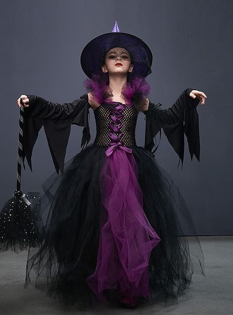 Witch Costume Diy, Girls Halloween Dress, Winter Costume, Winifred Sanderson, Purple Color Block, Cheap Dresses Online, Witch Costume, Diy For Girls, Halloween Girl