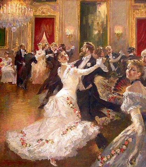 Vladimir Pervunensky. In the Vortex of the Waltz. 2005 Victorian Paintings, Dance Paintings, Soyut Sanat Tabloları, People Dancing, Victorian Art, Old Paintings, Dance Art, Romantic Art, Ethereal Art