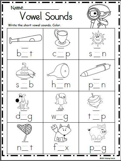 Free Short Vowel Sounds Worksheet. Look at each each picture and write the short vowel sound. Kindergarten and preschool students can independently complete this worksheet once they have mastered alphabet letter sounds, and it’s a great beginning reading skill. Although the images are great for Easter, spring, and April, the worksheet can be used anytime … Vowel Sounds Worksheets, Vowels Kindergarten, Short I Worksheets, Middle Sounds Worksheet, Short Vowel Worksheets, Cvc Worksheets, Middle Sounds, Cvc Words Worksheets, Kindergarten Phonics Worksheets