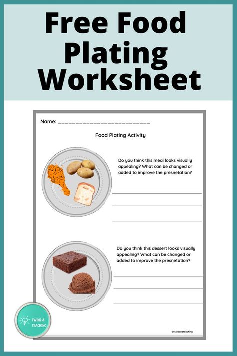 This culinary arts and family and consumer science plating worksheet is free and can be used in both Google and print! Students analyze different plates and write about if they are visually appealing or not and how to improve the plating presentation. Great for home economics, culinary arts high school and fcs high school students! Facs Lesson Plans, Plating Presentation, Cooking In The Classroom, Economics Lessons, High School Lesson Plans, Family And Consumer Science, Science Student, Home Economics, Science Worksheets