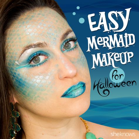 How to Totally Master Instagram’s Halloween Mermaid Makeup – SheKnows Mermaid Face Paint, Mermaid Makeup Halloween, Mermaid Makeup Tutorial, Painting Mermaid, Meme Costume, Fish Makeup, Halloween Make-up Looks, Mermaid Halloween Costumes, Mermaid Parade