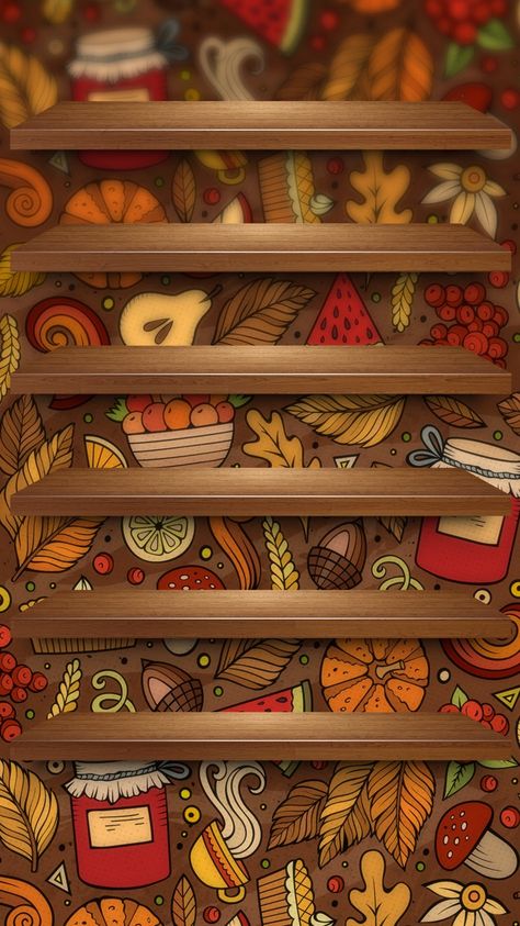 Fall Fall Wallpaper Aesthetic Iphone, Bookshelf Wallpaper, Fall Wallpaper Aesthetic, Phone Shelf, Phone Accessories Diy, Wallpaper Shelves, Phone Logo, Thanksgiving Wallpaper, Flowery Wallpaper