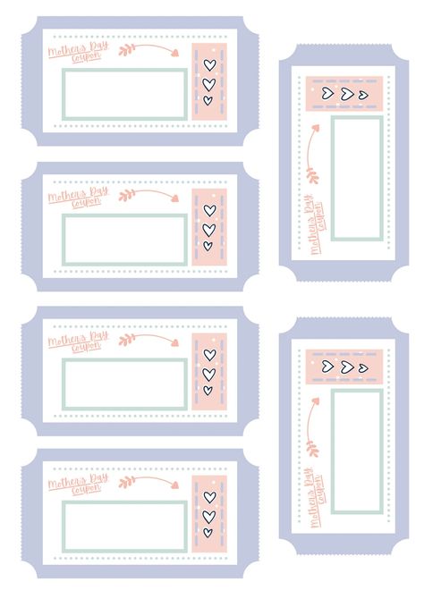 Blank Coupon Template, Mother's Day Template, Mothers Day Spa, Card For Grandma, Mother's Day Coupons, Mother's Day Printables, Mother Days Gift, Voucher Design