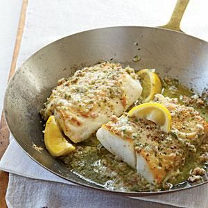 For this easy cod recipe, simply cook the fish in an ovenproof skillet then top with a savory garlic butter flavored with mustard, shallots, parsley and proscuitto. Garlic Butter Recipe, Roasted Cod, Easy Seafood, Cod Recipes, Easy Seafood Recipes, Fish Dinner, Two Fish, Think Food, Butter Recipe