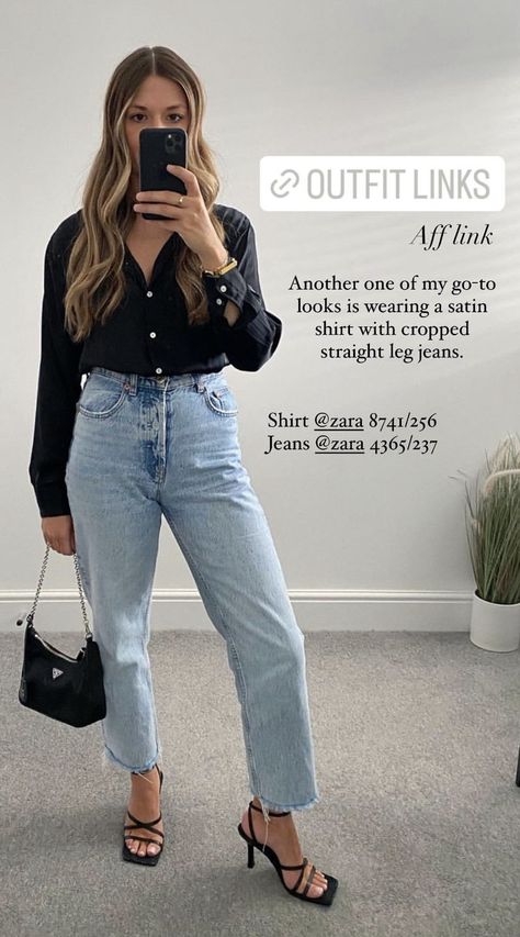 Zara Straight Leg Jeans, Satin Shirt, Straight Leg Jeans, Leg Jeans, That Look, Straight Leg, Zara, Street Style, How To Wear