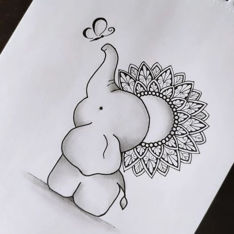 Cute Baby Elephant drawing with mini Mandala art ... @vennila_yl_creations Cute Elephant Drawings, Elephant Mandala Art, Mini Mandala Art, Cute Mandala, Baby Elephant Drawing, Crafts Bookmarks, Notepad Art, Mandala Sketch, Bookmarks Quotes