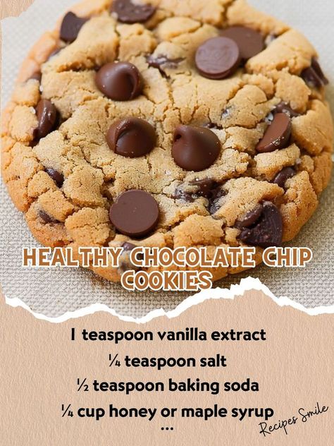 Healthier Baking, Baking Recipes Healthy, Healthy Chocolate Chip Cookies, Healthy Chocolate Chip, Choc Chip Cookies, Healthy Snack Ideas, Healthy Chocolate, Healthy Cookies, How Sweet Eats