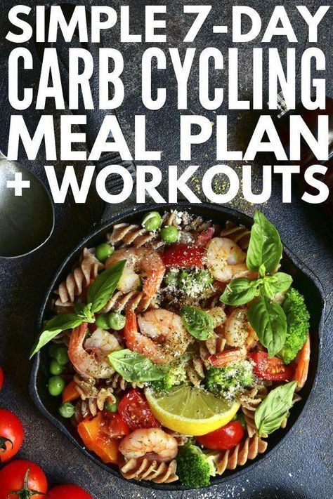 This 7-day carb cycling diet workout plan contains delicious meals for sustained energy and simple effective workouts for both low and high carb days! Exercise Plan For Men, Simple Diet Plan, Diet Meal Ideas, Carb Cycling Meal Plan, Cycling Diet, Carb Cycling Diet, Simple Diet, Sample Menu, Ketogenic Meal Plan