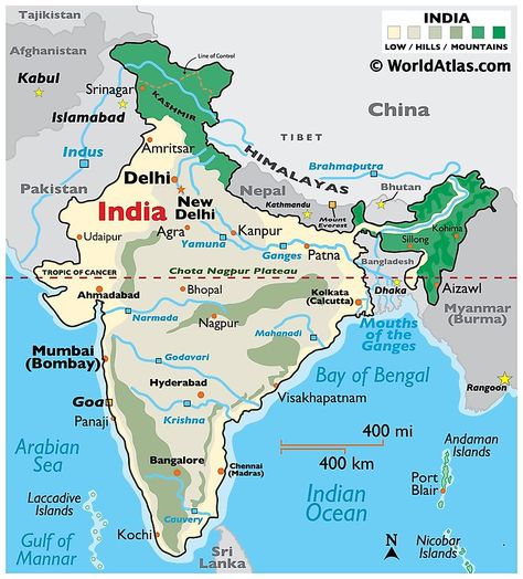 India Maps & Facts - World Atlas Physical Map Of India, Ancient India Map, India World Map, World Geography Map, Geography Facts, World Map With Countries, Map Of India, Map Quiz, Geography Quiz