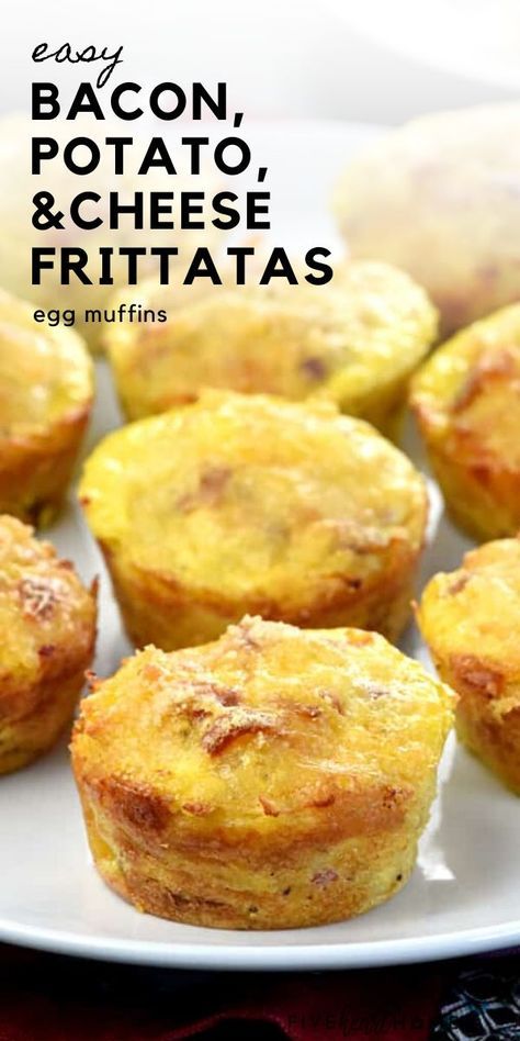 Bacon Cheese Potatoes, Fritata Recipe, Bacon And Cheese Quiche, Muffin Cups Recipes, Frittata Muffins, Mini Frittatas, Yum Breakfast, Potato Chip Recipes, Easy Breakfast Options