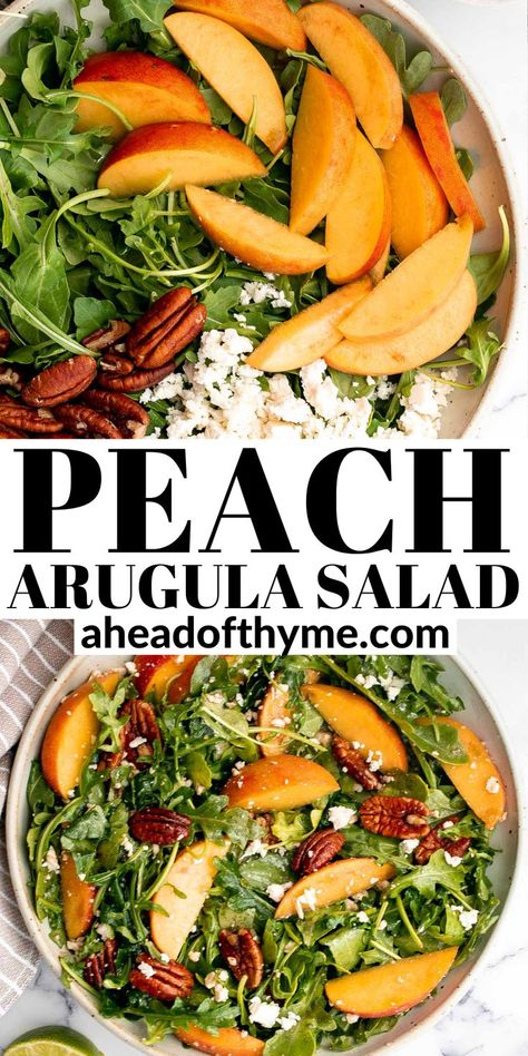 Peach Arugula Salad, Peach Salad Recipes, Fresh Salad Recipes, Peach Salad, Summer Salad Recipes, Arugula Salad, Balsamic Vinaigrette, Summer Salad, Dinner Salads