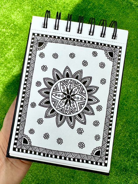 Easy Madhubani art design Madhubani Art Design Easy, Madhubani Painting Easy For Beginners, Simple Madhubani Art, Madhubani Drawing Easy, Simple Madhubani Designs, Madhubani Art For Beginners, Easy Madhubani Art For Beginners, Madhubani Art Design, Madhubani Art Easy