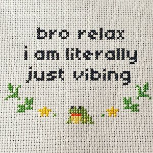 Cross Stitch Quotes Patterns, Small Frog Cross Stitch Pattern, Tiny Frog Cross Stitch, Cross Stitch Funny Patterns, Cross Stitch Designs Meme, Subversive Cross Stitch Patterns Free Funny, Frog Cross Stitch Pattern Free, Easy Cross Stitch Patterns For Beginners Free, Cross Stitch Memes