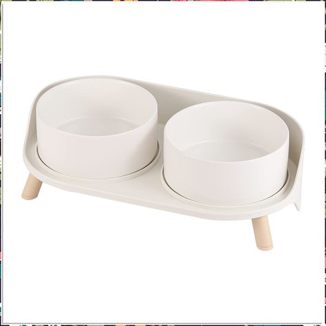 Elevated Dog Food Water Bowl - Raised Dog Bowls with Stand Non Skid - Double Dog Feeding Bowl Set with Splash Proof Guard - C Puppy Food Bowl, Cute Dog Bowls, Dog Room Decor, Dog Feeding Bowls, Cute Dog Toys, Raised Dog Bowls, Elevated Dog Bowls, Puppy Bowls, Ceramic Dog Bowl