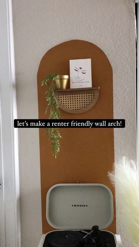 Renter Friendly Wall Arch, Renter Friendly Mural, Painted Arch Accent Wall, Diy Vinyl, Contact Paper, Metal Door, Renter Friendly, Painted Doors, Easy Tutorial