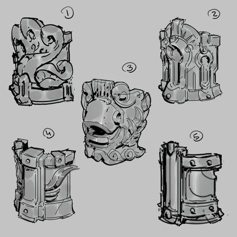 ArtStation - Shield sketches, Dmitry Pronin Shield Design Concept, Sea Of Thieves, Architecture Design Sketch, 3d Architecture, Shield Design, Form Design, Ink Sketch, Environment Concept Art, Design Concept