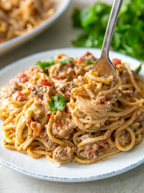 taco spaghetti fork Taco Spaghetti Cream Cheese, Creamy Taco Spaghetti, One Pot Taco Spaghetti, Healthy Recipes For Picky Eaters, Spaghetti With Ground Beef, Taco Spaghetti, Recipes For Picky Eaters, Taco Dinner, Slow Cooker Tacos