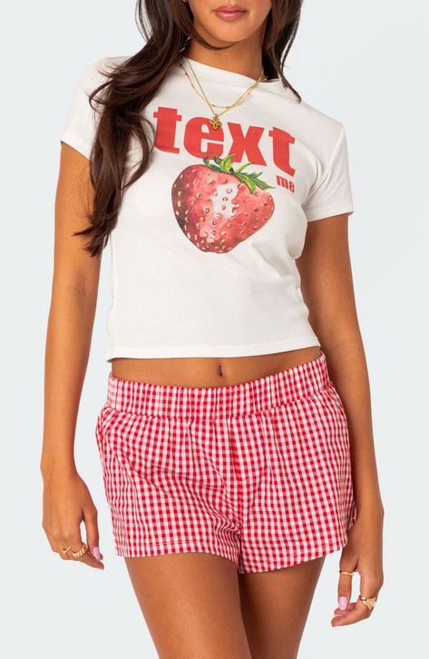 Crop Top Summer, Slim Fit Crop Top, Summer Basics, Streetwear Summer, Strawberry Print, Summer Crop Tops, Womens Tops Summer, Top Summer, Streetwear Tshirt