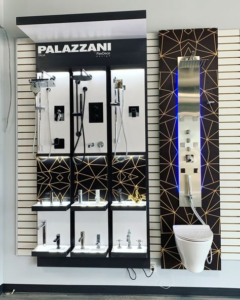 We are officially open!! Come visit our new Edmonton showroom and check out cool displays like this one from Palazzani! 😍 from modern to traditional in a wide variety of finishes! See us at 4463 99 St NW Edmonton from 10am-5pm Mondays to Fridays and 10am-4pm on Saturdays! . serenitybathboutique.com . . . . . #welcome #helloedmonton #openingday #showroom #bath #bathroom #shower #renovation #remodel #designer #plumbing #customhomes #builder #contractor #calgary #edmonton #lethbridge #fernie #inve Showroom Bathroom, Plumbing Showroom, Tiles Showroom, Shower Renovation, Showroom Display, Showroom Interior Design, Tile Showroom, Bath Bathroom, Showroom Design