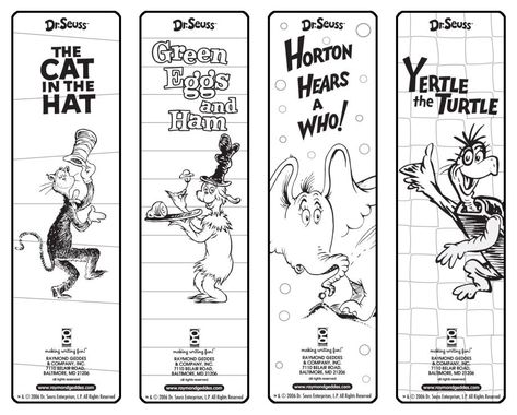 Dr Seuss Preschool Art, Dr Seuss Bookmarks, Coloring Bookmarks Free, Dr Seuss Coloring Pages, Poodle Card, Dr Seuss Art, Library Bookmarks, Dr. Seuss Book, Dr Seuss Activities