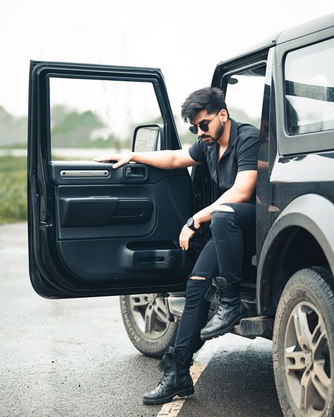 Your sense of style reflects your mentality and personality.��🖤 . . #mahindra #thar #fashion #style #pose #photography #photooftheday #viralposts #viral #explorepage #trending #explore #fashionmodel #model Thar Photoshoot, Thar Pics, Photography With Car, Boys Poses Photography, Pose With Car, Men Cars Photography, Men Poses, Best Poses For Boys, Men Fashion Photoshoot