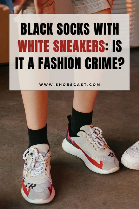 Socks and sandals, gym socks and high heels, black socks and white sneakers… What do these things all have in common? Welp, they’re considered fashion faux pas and they’re back on trend thanks to our favorite influencers, models, and celebs. #shoescast #whitesneakers #blacksocks #outfitideas #fashion #pintereststyle #springoutfit #shoes #sneakers #socks Black Socks Outfit, Gym Socks, Sneakers Socks, White Shoes Outfit, Socks Gym, High Heels Black, Sock Outfits, Black Socks, Trending Sneakers