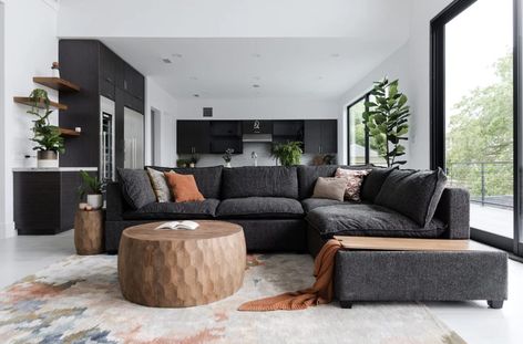 17 of the Best Black Sectional Couches in 2023 - Happily Inspired Key West Interior Design, Key West Interior, Boho Family Room, Extra Deep Sofa, Modern Couch Sectional, Most Comfortable Couch, Moving House Tips, Living Room 2022, Albany Park