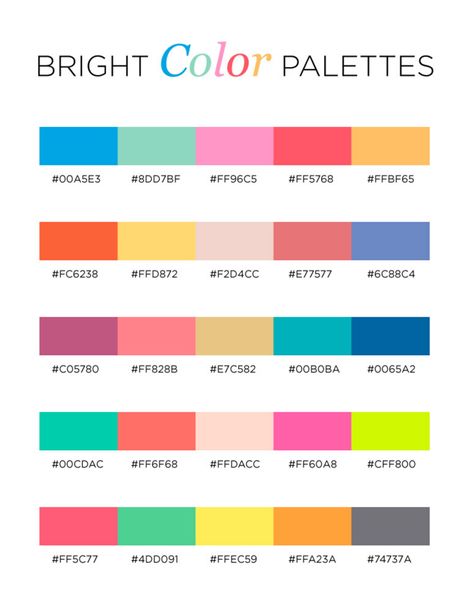 Canva Bright Color Palette Codes, Preppy Color Pallete, Cheerful Colour Palette, Bright Logo Color Palette, Popsicle Color Palette, Bright Pallete Color, Pantone Bright Colors, Vibrant Color Palette Hex Codes, Bright Cool Color Palette