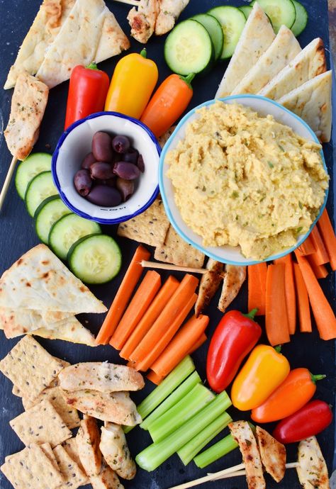 Hummus Board, Loaded Hummus, Greek Chicken Skewers, Kebab Sticks, Garlic Hummus, Hummus Dip, Appetizer Platters, Greek Pasta, Chickpea Pasta