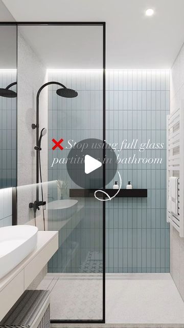 Millionaires Interior | Full shower screens can be hard to clean because of the soap scum and streaks. The half nib wall allows for less glass while taking away... | Instagram Shower Partition Ideas, Half Shower Wall, Half Glass Shower Wall, Fluted Glass Bathroom, Fluted Glass Shower Screen, Shower Half Wall, Bathrooms 2024, Half Wall Shower, Glass Shower Wall