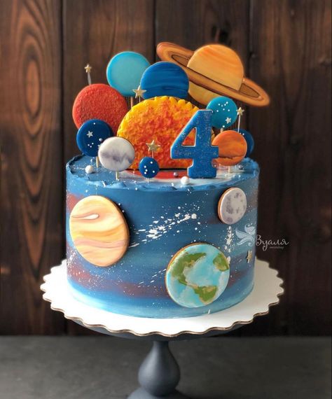 Bright Birthday Cakes, Solar System Cake, Planet Birthday, Rocket Cake, Christmas Cakes Easy, Boys Cake, Galaxy Cake, Boys First Birthday Party Ideas, Beautiful Cake Designs