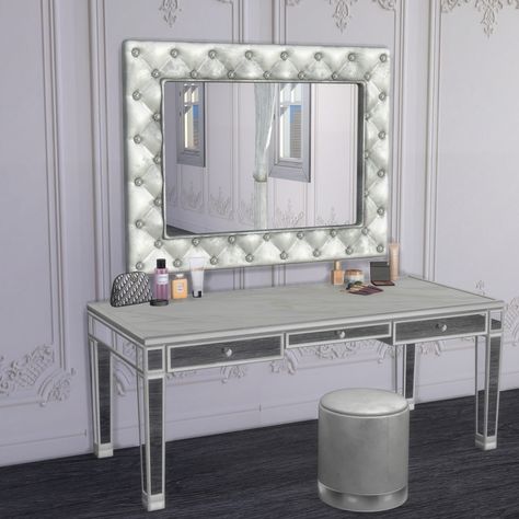 Sims 4 Mirrored Furniture, Sims 4 Vanity Mirror Cc, Ts4 Vanity Cc, Sims 4 Cc Furniture Vanity, Platinum Luxe Sims, Sims 4 Vanity Mirror, Vanity Table Sims 4 Cc, Platinum Luxe Sims Cc, Sims 4 Mirror Cc