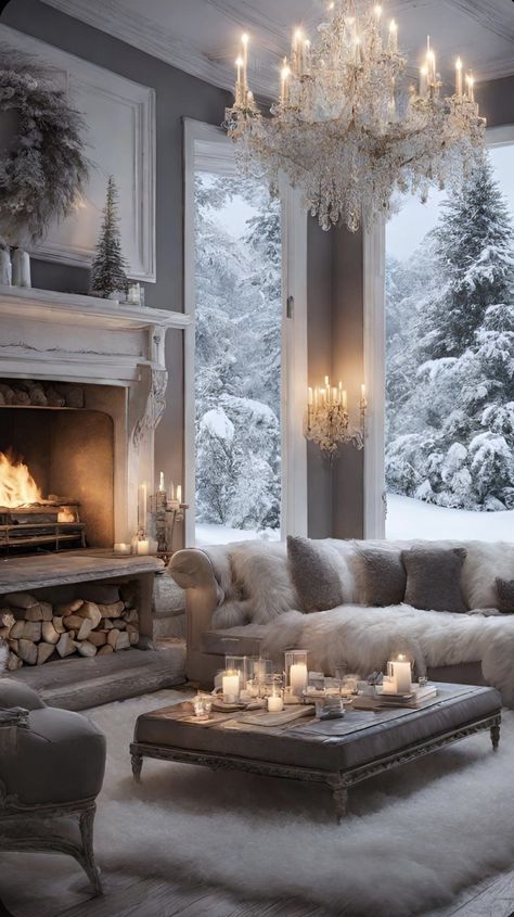 Winter Wonderland Living Room, Wonderland Living Room, Winter Living Room, Winter Retreat, Interiors Dream, Hygge Home, Cozy Decor, Decoration Inspiration, Dream House Interior