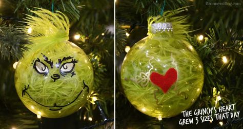 Famous Christmas Character DIY Ornaments – Grinch Christmas Ornaments Diy, Grinch Ornaments Diy, Diy Grinch Ornaments, Grinch Board, Diy Ornaments Christmas, Character Ornaments, Lace Ornaments, Grinch Wreath, Movie Crafts