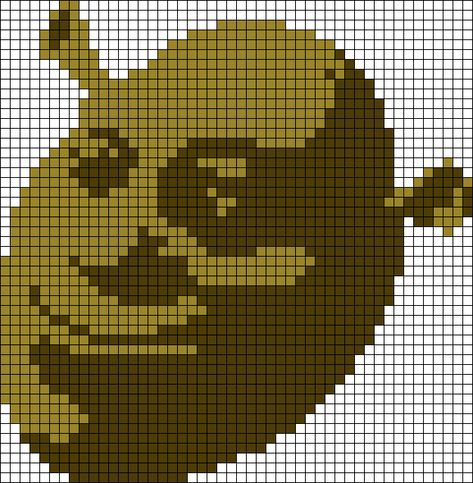 Shrek Alpha Pattern, Crochet Grid Patterns, Meme Cartoon, Crochet Grid, Grid Art, Grid Patterns, Cartoon Face, Cartoon Faces, Alpha Pattern