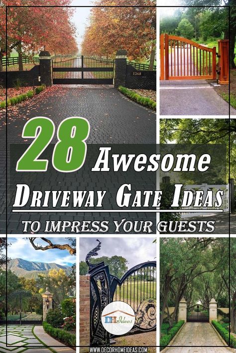 Fence At Driveway Entrance, Farm Entrance Gates Driveways House, Gate For Driveway Entrance, Driveway Entry Fence Ideas, Gate Posts Driveway, Front Entrance Gates Driveways, Driveway Garden Ideas Entrance, Front Entry Gates Entrance, Entrance Fence Ideas