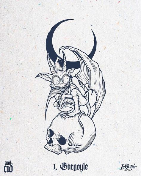 Baphomet Sketch, Demon Flash Tattoo, Dark Flash Art Tattoo Ideas, Satanic Drawings Sketches, Goth Flash Art, Gargoyle Drawing, Gargoyle Tattoo, Latest Tattoo Design, Tattoo Practice