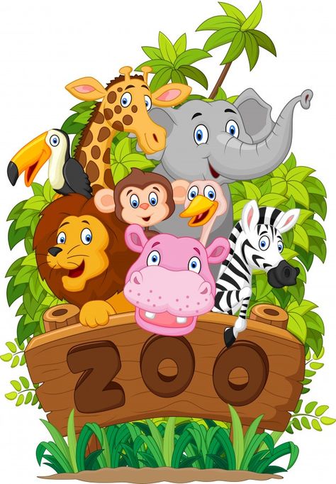 Coleção de animais de zoológico em fundo... | Premium Vector #Freepik #vector #fundo #arvore #madeira #natureza Zoo Animals For Kids, Animated Pics, Baby Zoo, Play Corner, Flower Quilt, Home Indoor, Safari Baby, Art Drawings For Kids, Kids Play