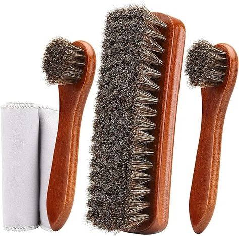 Amazon.com: Unekez 4-Piece Horsehair Shoe Brush Shine Kit, Shoe Polish Kit, Leather Shoes Boot Cleaning Brush Care Clean Dauber Applicators : Clothing, Shoes & Jewelry Cleaning Leather Shoes, Shoe Wax, Boot Brush, Suede Cleaner, Shoes Boot, Wood Shoes, Shoe Brushes, Shoe Polish, Shoe Shine